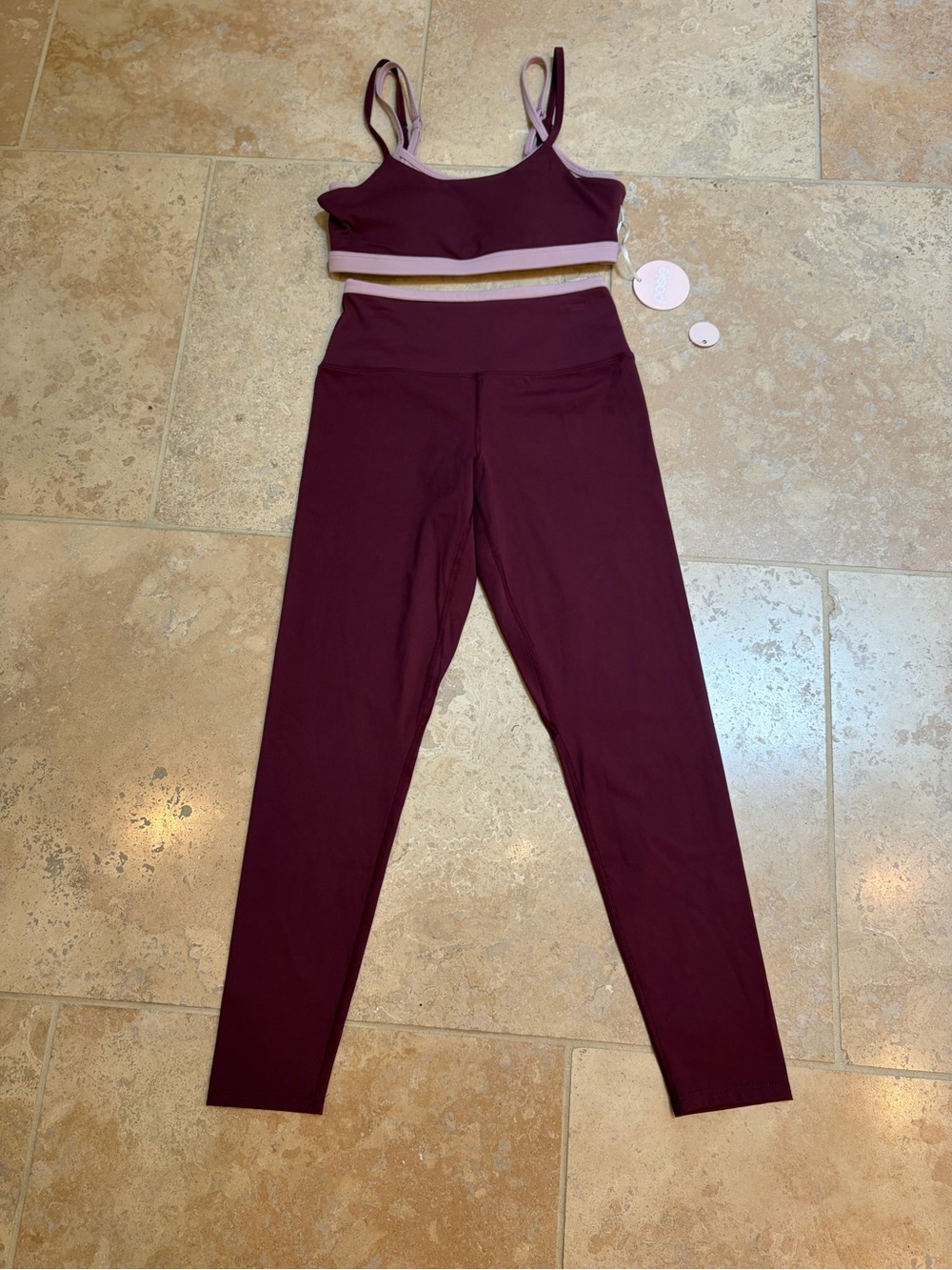 Posie Women's Burgundy High-Waist Leggings with Matching Sports Bra